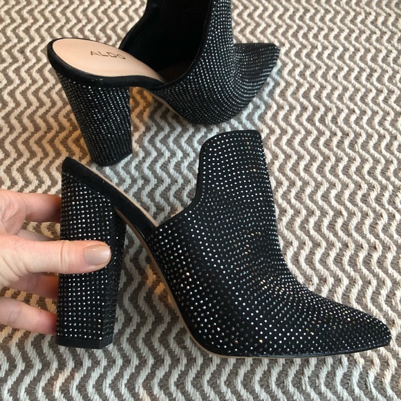 Glittery black mule heels. NWT - Picture 3 of 12